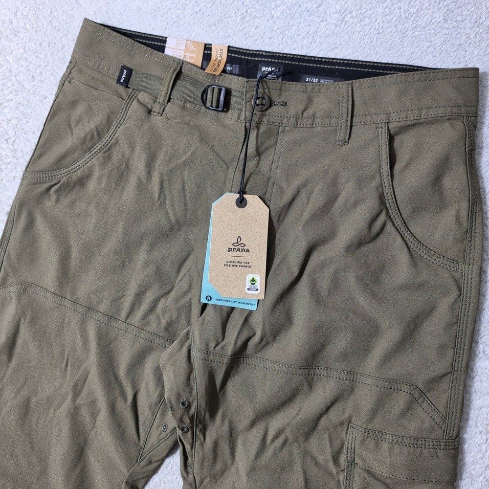 NEW Prana Stretch Zion‎ Pant II Mens 31/32 Slate Green Stretch Straight Leg $95!